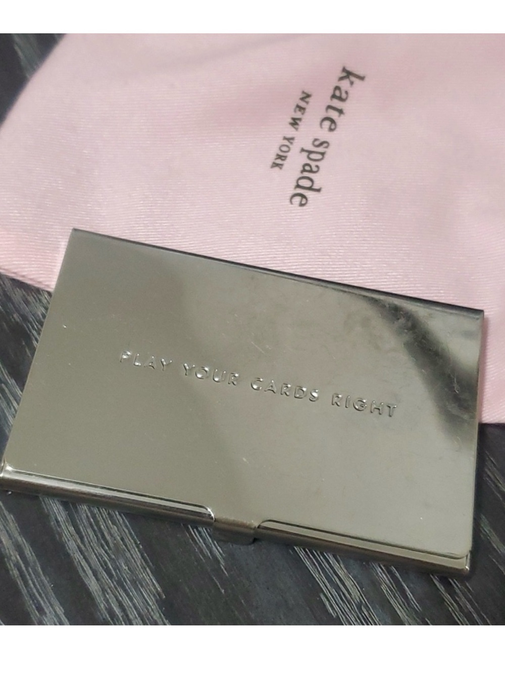 Kate Spade silver business card holder